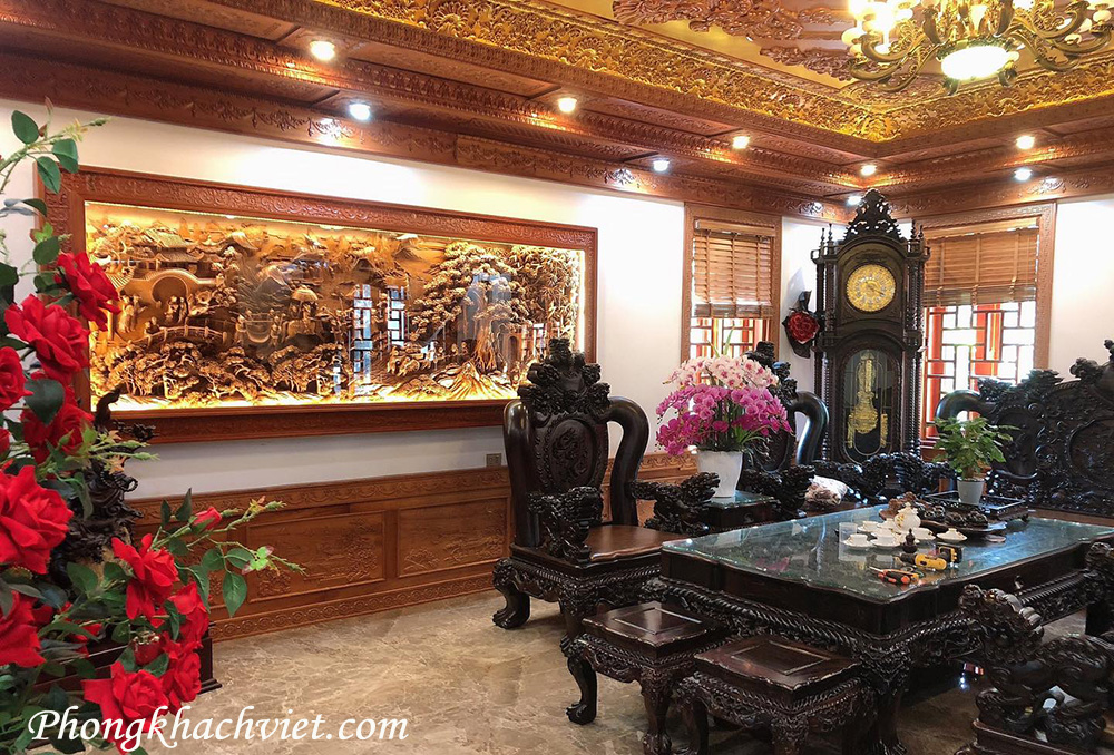 Cách trang trí tranh gỗ phòng khách - Phongkhachviet