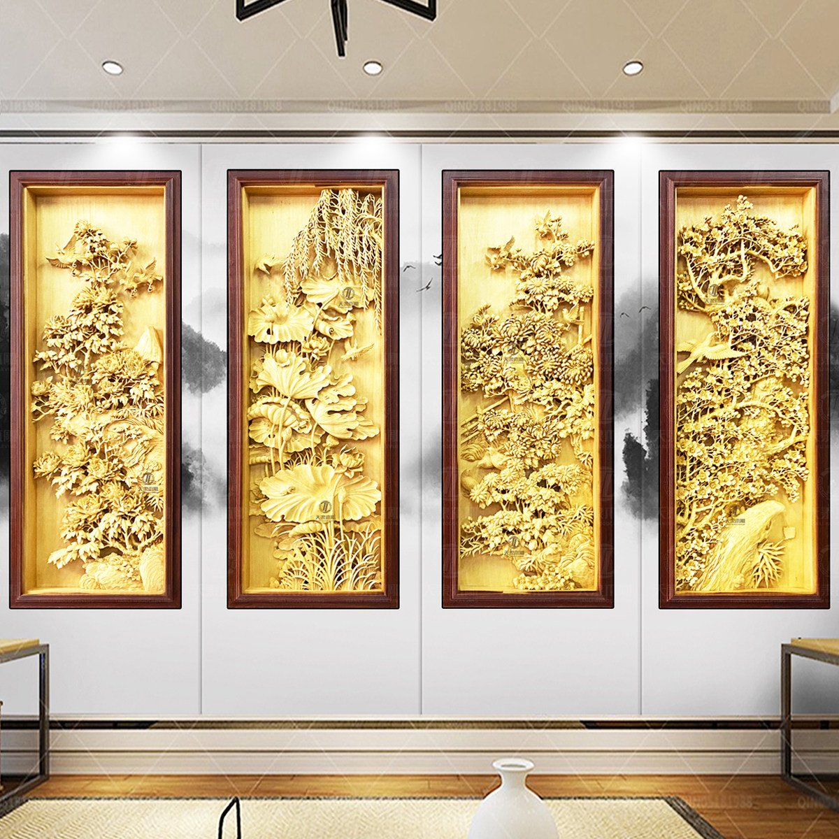 Tranh gỗ treo phòng khách tranh tặng tân gia - TQ28 (1)