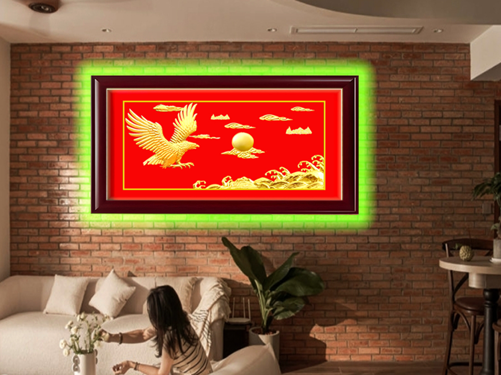 Tranh tặng tân gia khai trương công ty tranh dát vàng