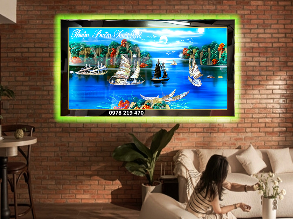 Mua tranh tặng tân gia ở đâu tranh sơn mài thuận buồm 03