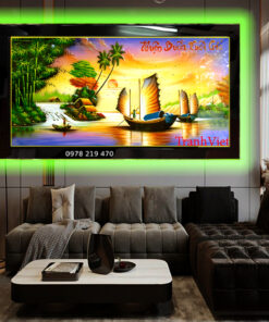 Quà tặng khai trương tân gia giá tốt tranh sơn mài thuận buồm