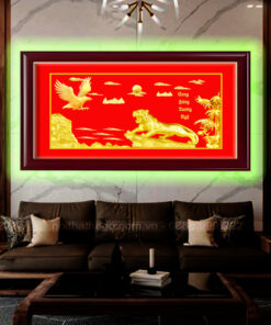 Tranh tặng treo phòng khách Tranh dát vàng anh hùng tương ngộ ABCD