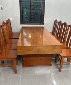 Bộ bàn ăn giả nguyên khối gỗ hương đá nam phi đóng hộp (10 ghế ăn) -SF12 (3)