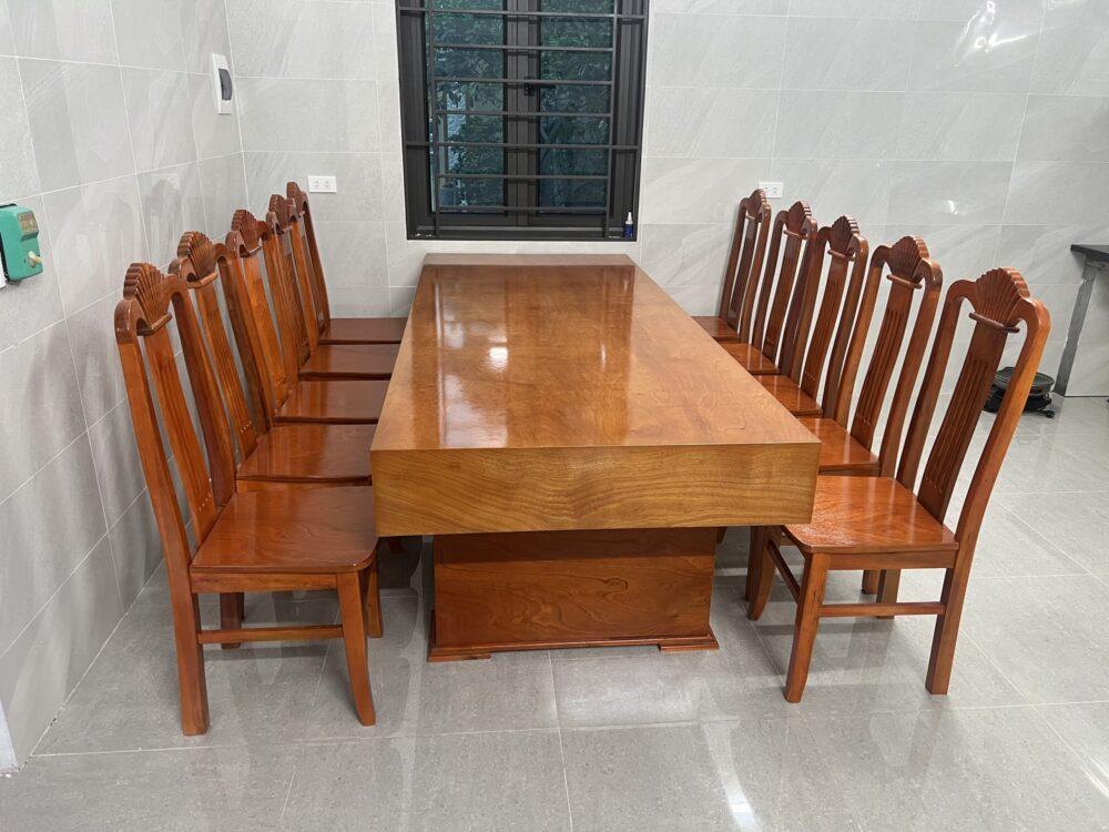 Bộ bàn ăn giả nguyên khối gỗ hương đá nam phi đóng hộp (10 ghế ăn) -SF12 (3)