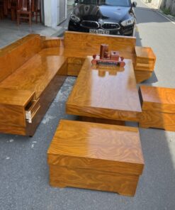 Bộ bàn ghế 2 văng sofa mẫu chân thuyền gỗ cẩm vàng nam phi đóng hộp - SF03 (1)