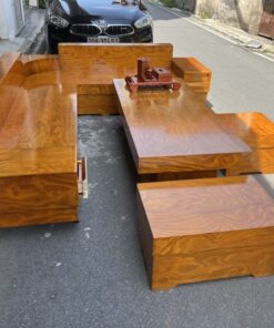 Bộ bàn ghế 2 văng sofa mẫu chân thuyền gỗ cẩm vàng nam phi đóng hộp - SF03 (1)