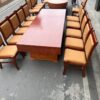 Bộ bàn ghế ăn vân gỗ hương đá và 10 ghế bọc da nhập khẩu Italia - SF06 (6)